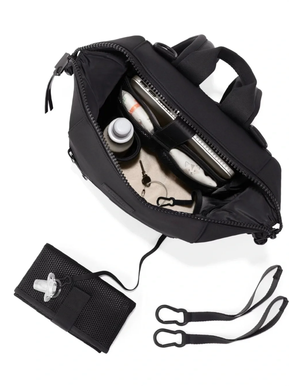 Dagne Dover Indi Neoprene Stretch Large Black Diaper Travel Work Backpack Bag